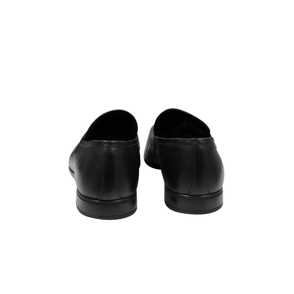 Prada Mens Penny Loafers US 8.5 UK 7.5 Black Saffiano Leather Slip On Moccasins - Picture 6 of 10